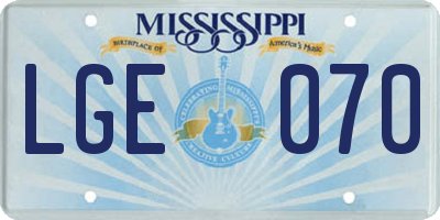 MS license plate LGE070