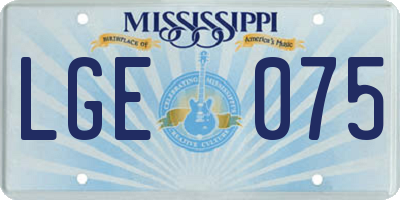 MS license plate LGE075
