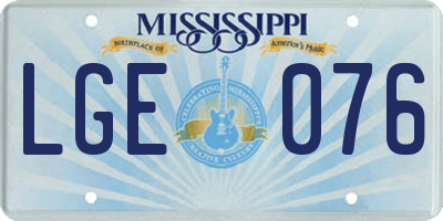 MS license plate LGE076