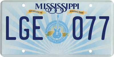 MS license plate LGE077