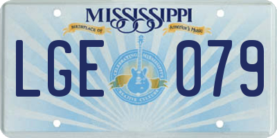 MS license plate LGE079