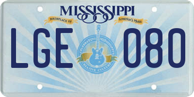 MS license plate LGE080