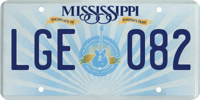 MS license plate LGE082