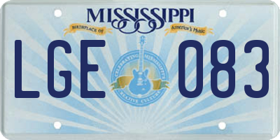 MS license plate LGE083