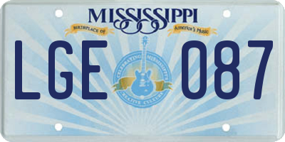 MS license plate LGE087