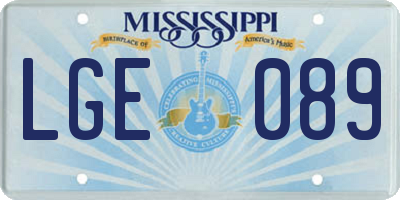 MS license plate LGE089
