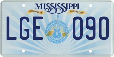 MS license plate LGE090