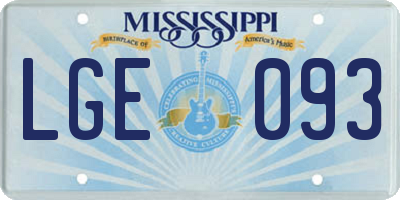MS license plate LGE093