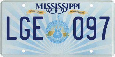 MS license plate LGE097