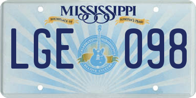 MS license plate LGE098