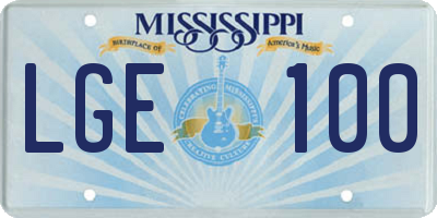 MS license plate LGE100