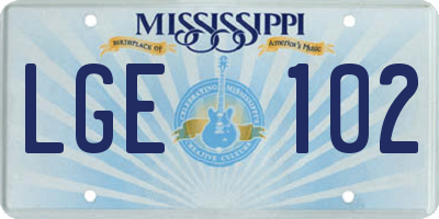 MS license plate LGE102