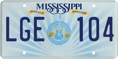 MS license plate LGE104
