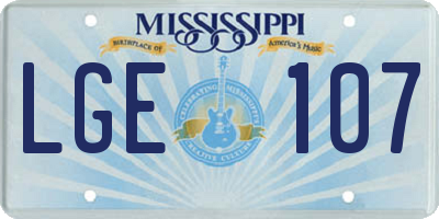 MS license plate LGE107