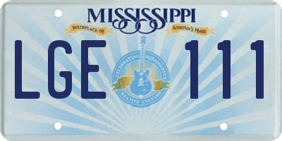 MS license plate LGE111