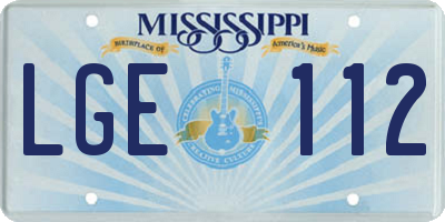 MS license plate LGE112