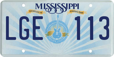 MS license plate LGE113