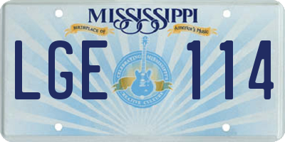 MS license plate LGE114