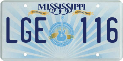 MS license plate LGE116