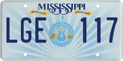 MS license plate LGE117