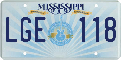 MS license plate LGE118