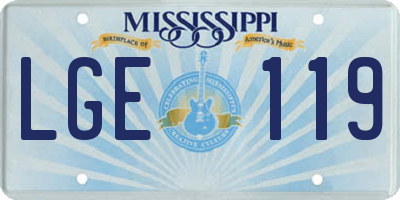 MS license plate LGE119