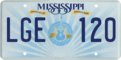 MS license plate LGE120