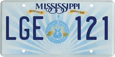 MS license plate LGE121
