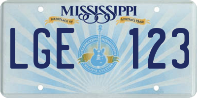 MS license plate LGE123