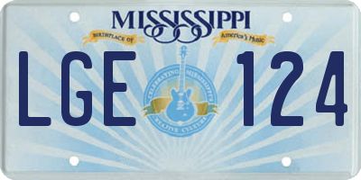 MS license plate LGE124