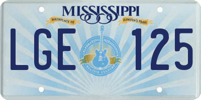 MS license plate LGE125