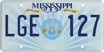 MS license plate LGE127