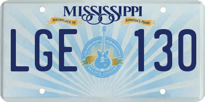 MS license plate LGE130
