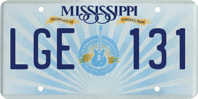 MS license plate LGE131