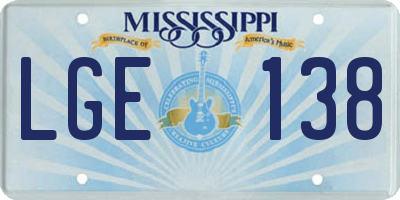 MS license plate LGE138