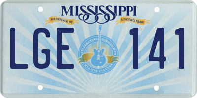 MS license plate LGE141