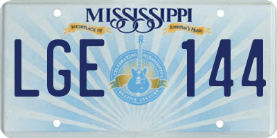 MS license plate LGE144