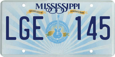 MS license plate LGE145