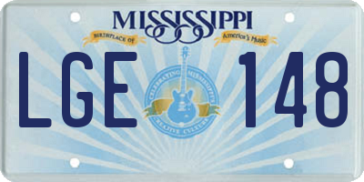 MS license plate LGE148