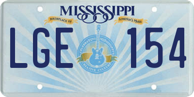 MS license plate LGE154