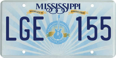 MS license plate LGE155