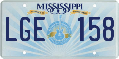 MS license plate LGE158