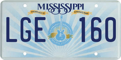 MS license plate LGE160