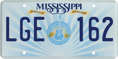 MS license plate LGE162