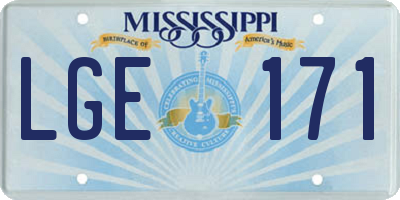 MS license plate LGE171