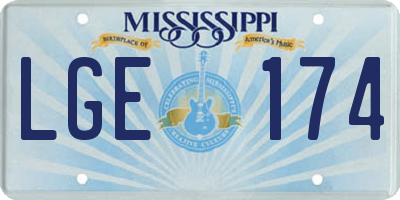 MS license plate LGE174