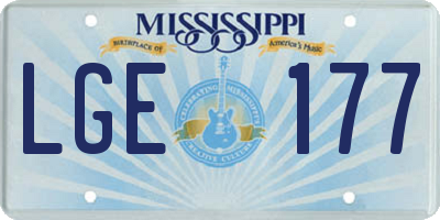 MS license plate LGE177