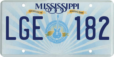 MS license plate LGE182
