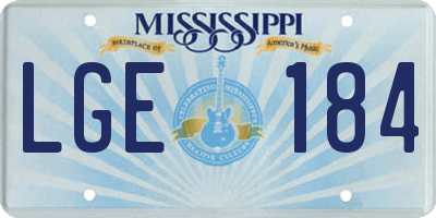MS license plate LGE184