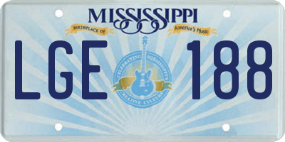 MS license plate LGE188